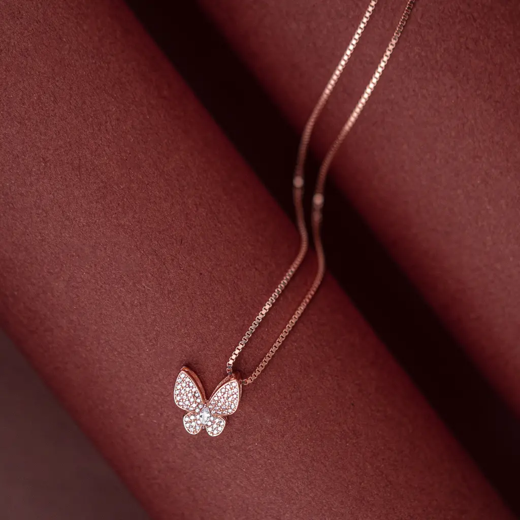 [CP1004 (RG)] Butterfly Necklace (Rose Gold)