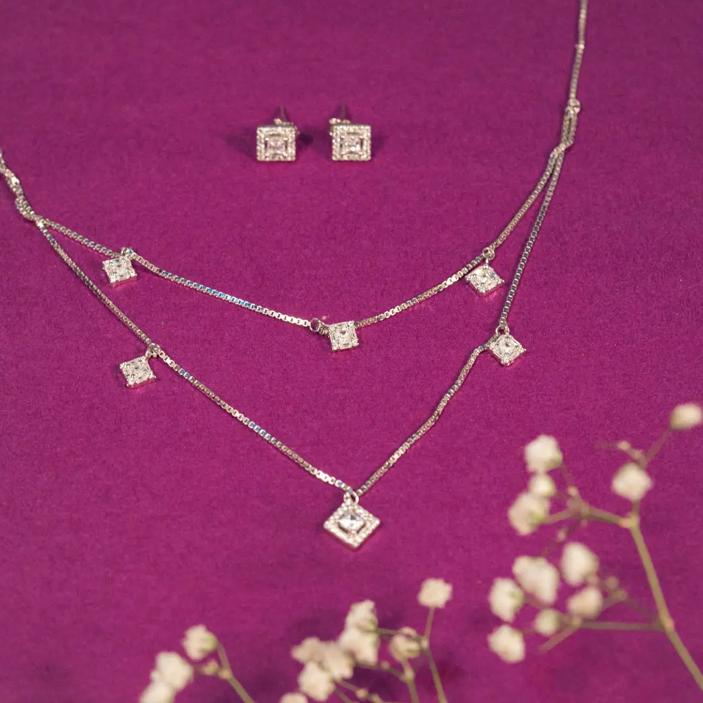 [PN1010] Square double layer pendant Set