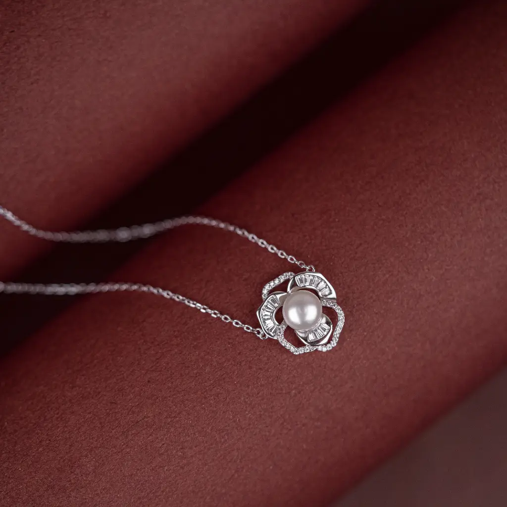 [CP1009] Flower Pearl Necklace