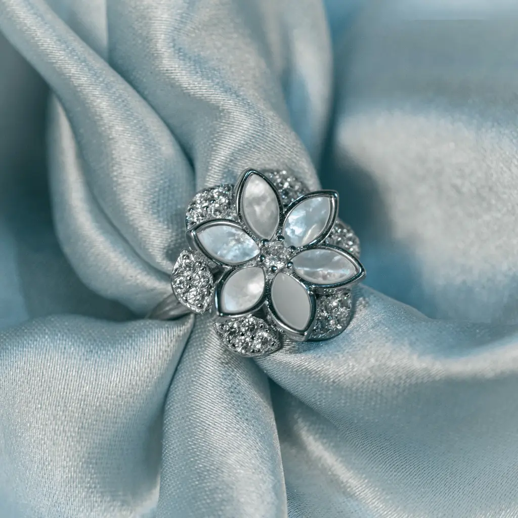 [R019-1] Sea shell flower Ring
