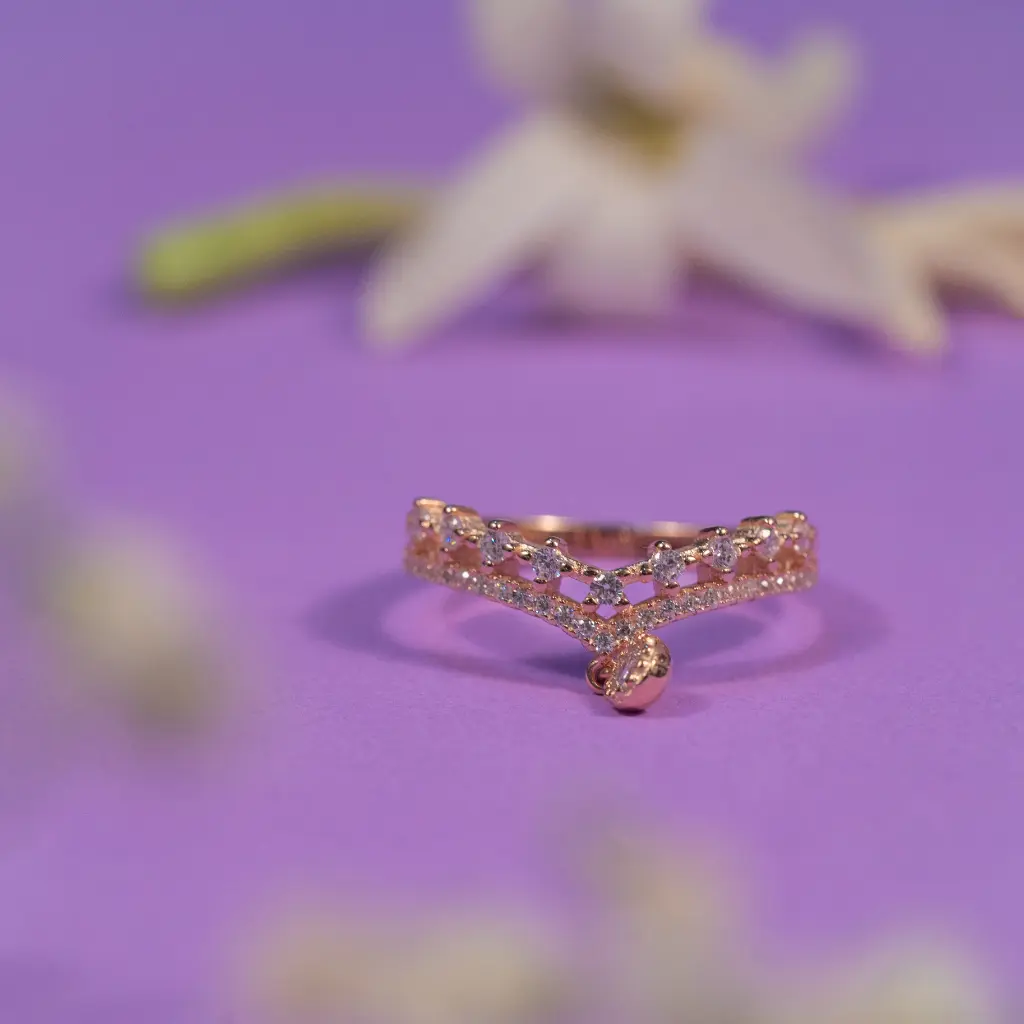 [R027 (RG)] Crown-shaped Ring (Rose Gold)