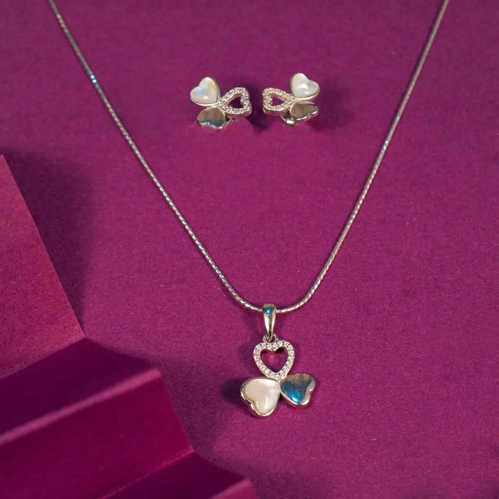 [PN1013-heart] MOP Heart pendant set