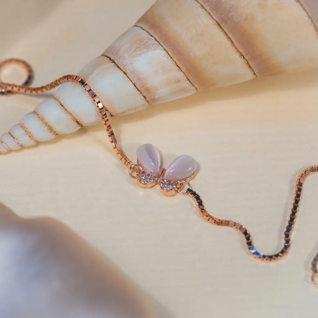 [BR029(RG)] Delicate Butterfly Bracelet (Rose Gold)