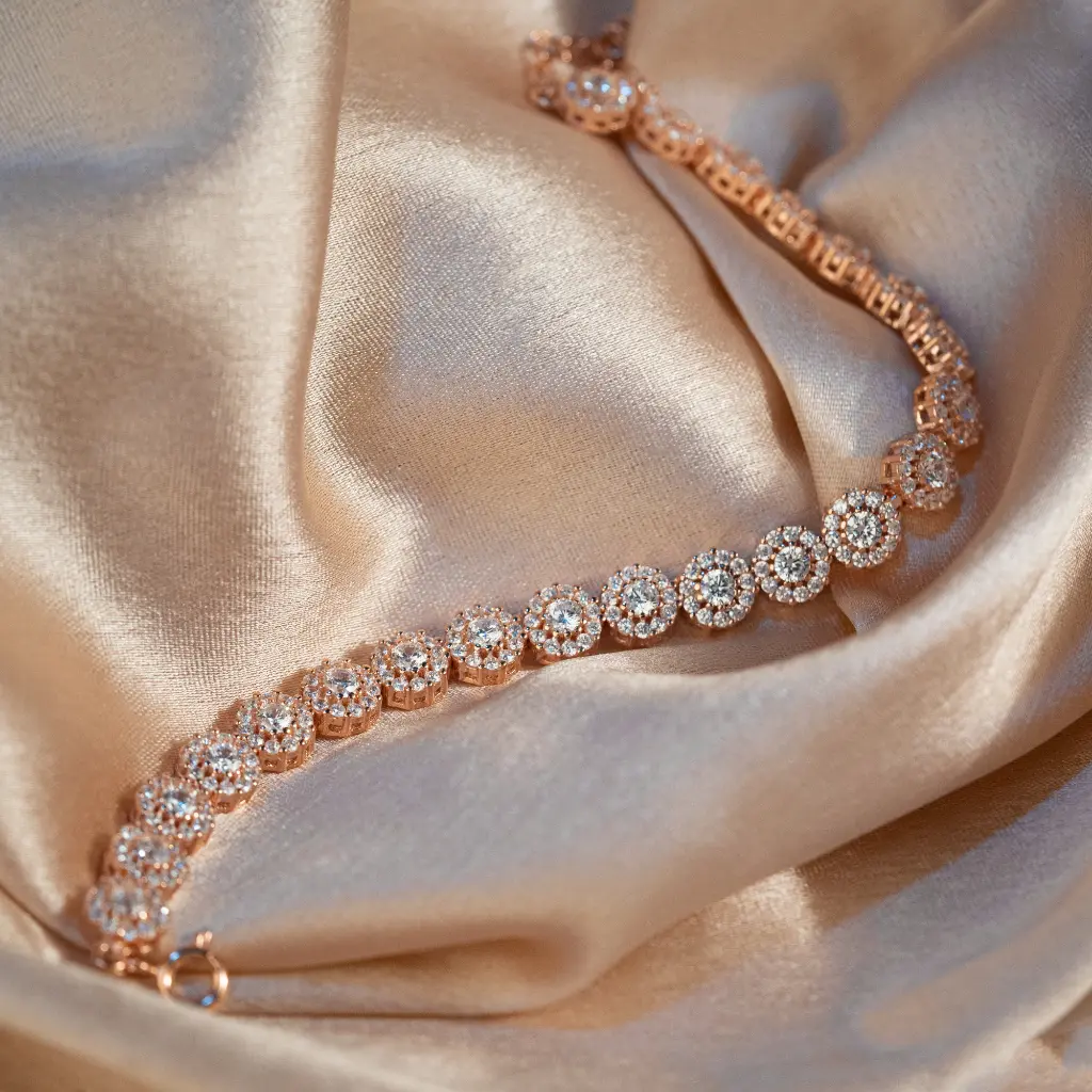 [BR030(RG)] Circle Tennis Bracelet (Rose Gold)