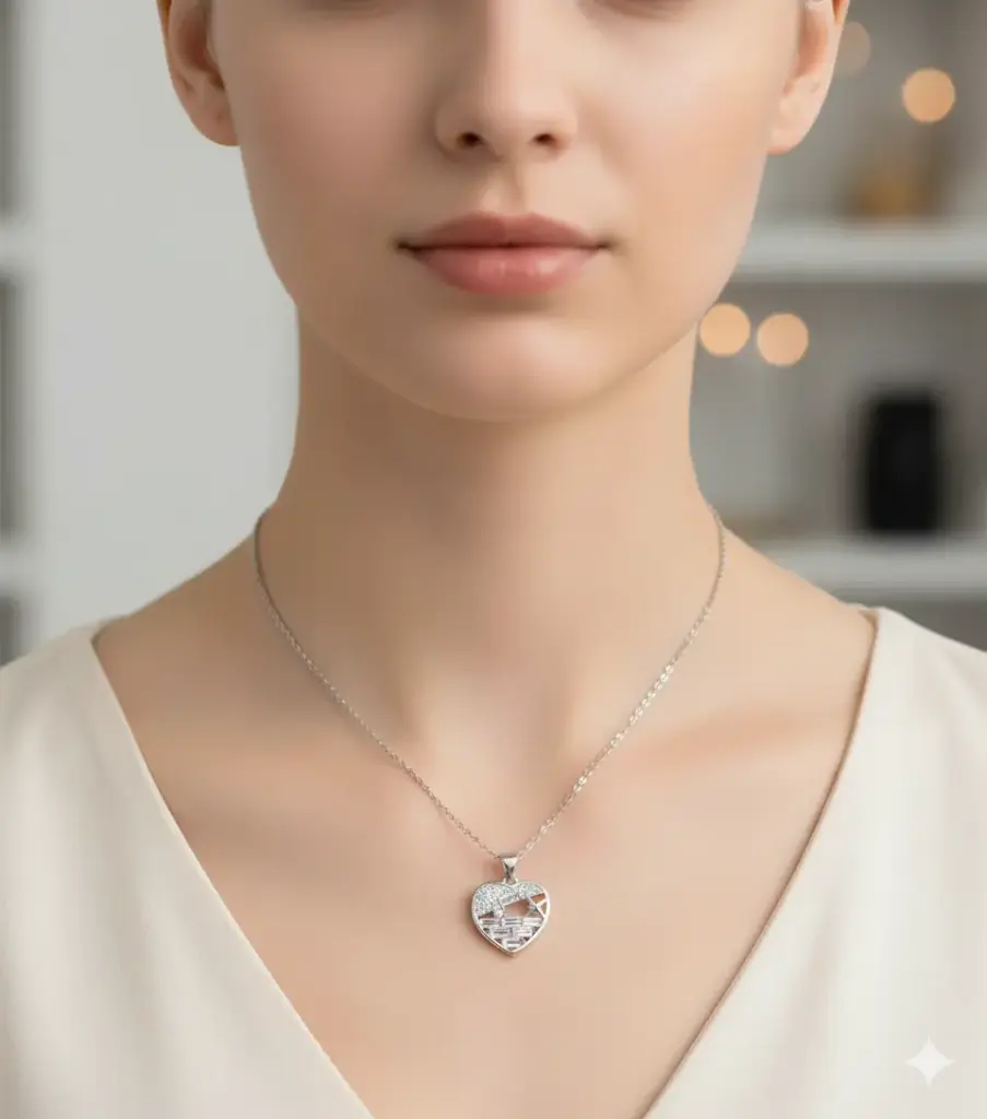 Heart Cz stone Chain Pendant