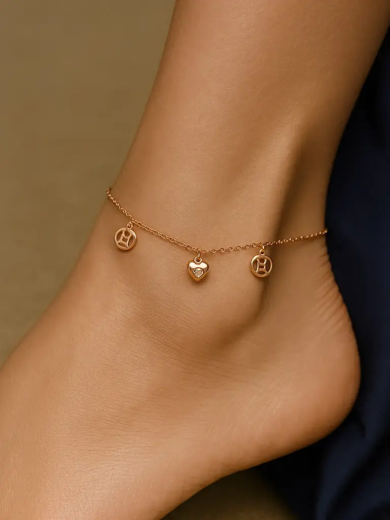 Heart Charms Anklet Pair