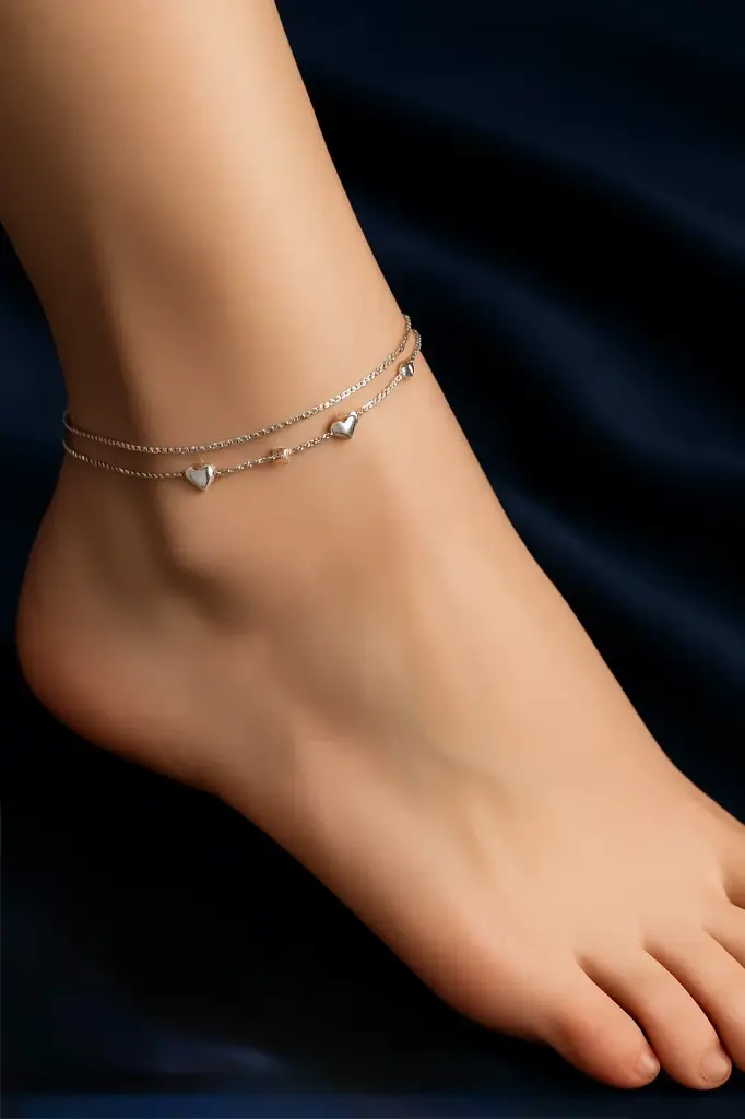[A0010] Heartline Duo Anklet Single