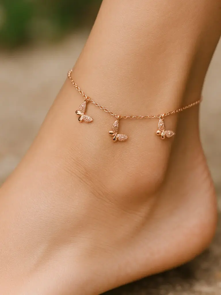 [A0012] Butterfly charms Anklet single