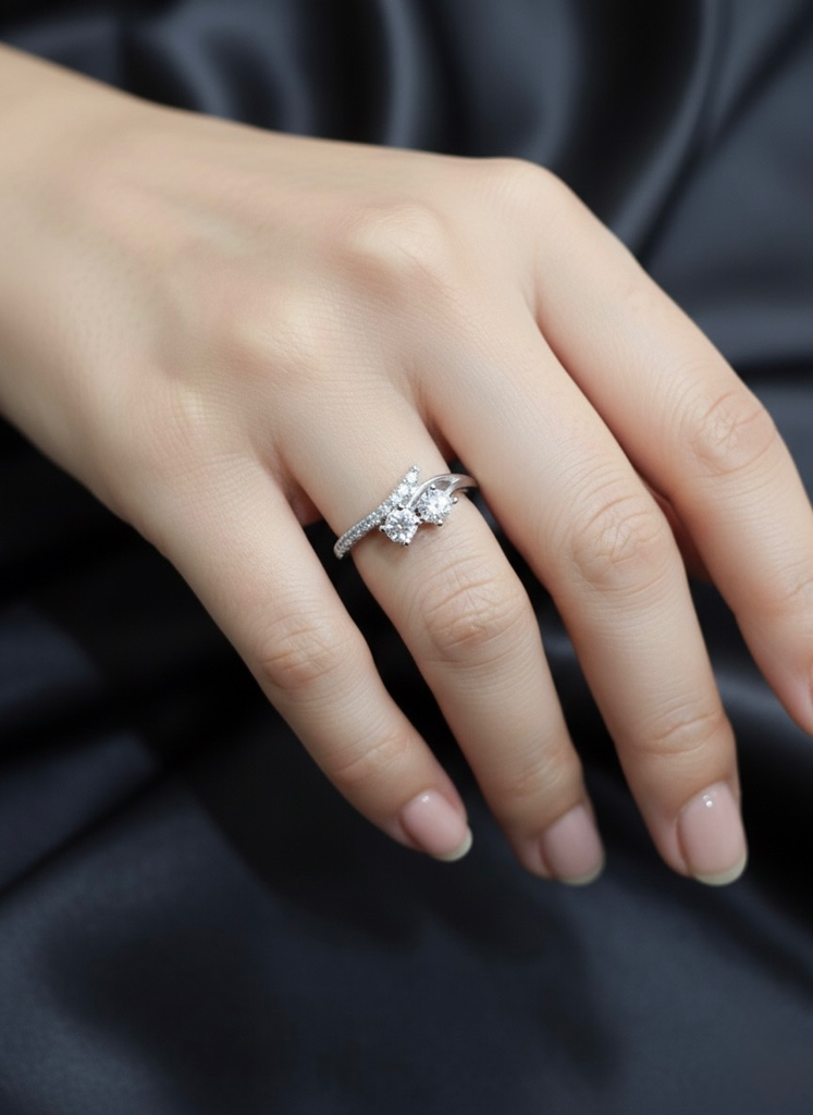 [R041(6)] Cz stone curve Ring (US 6)