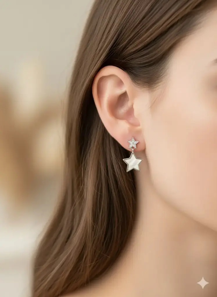 Mop Stone Two Star Earrings 