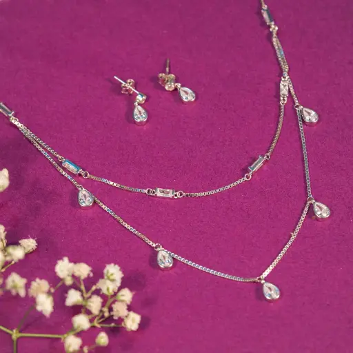[PN1008] Oval double layer pendant Set