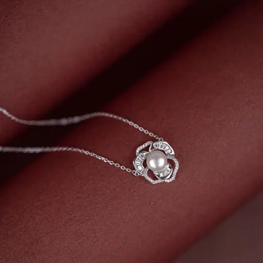 [CP1009] Flower Pearl Necklace