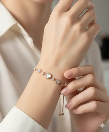 [BR031] Mop Single Heart Bracelet (Rose Gold)