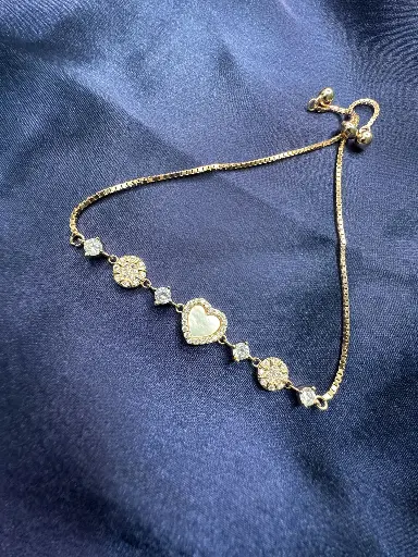 [BR031] Mop Single Heart Bracelet (Rose Gold)