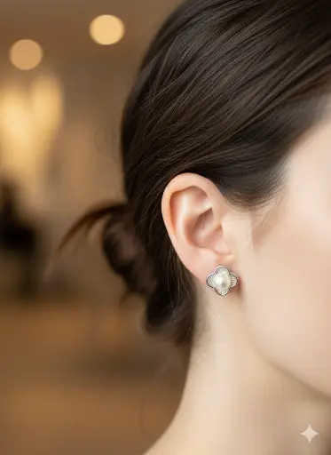 [T017] Flower Pearl Studs