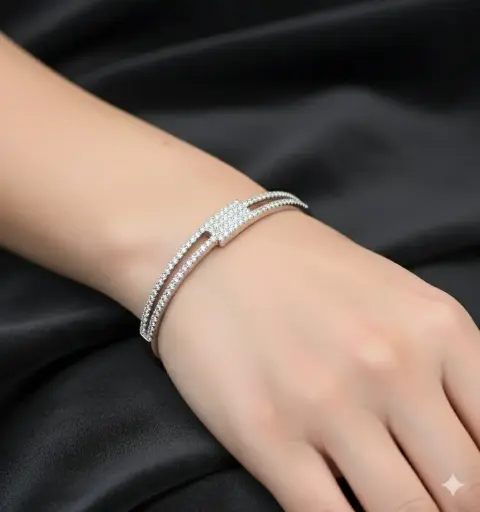 [BR035] Double layer zircon Kada Bracelet