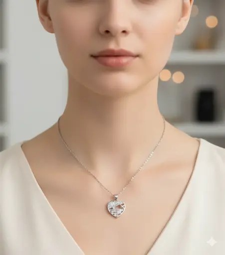 [CP1014-2] Heart Cz stone Chain Pendant