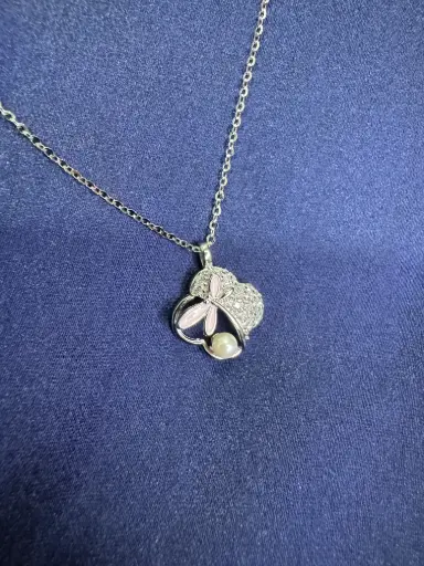 [CP1014-4] Butterfly Pearl Cz piece Chain Pendant