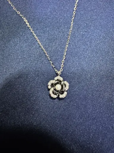[CP1014-5] Black flower Pearl Chain Pendant