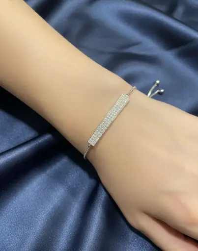 [BR047] Zircon Stone Plate Adjustable Bracelet