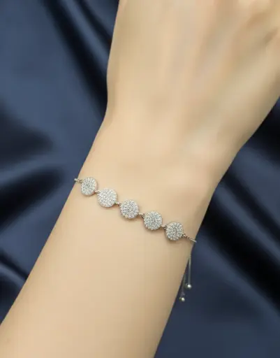 [BR050] 5 Circle Stone Adjustable Bracelet