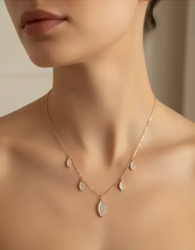 [C0002-7] Small Leaf charms Necklace